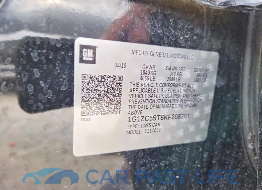 1G1ZC5ST6KF208301# 12