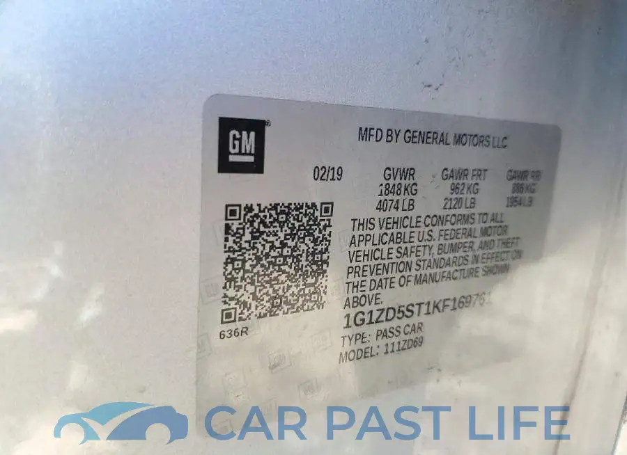 1G1ZD5ST1KF169761# 12