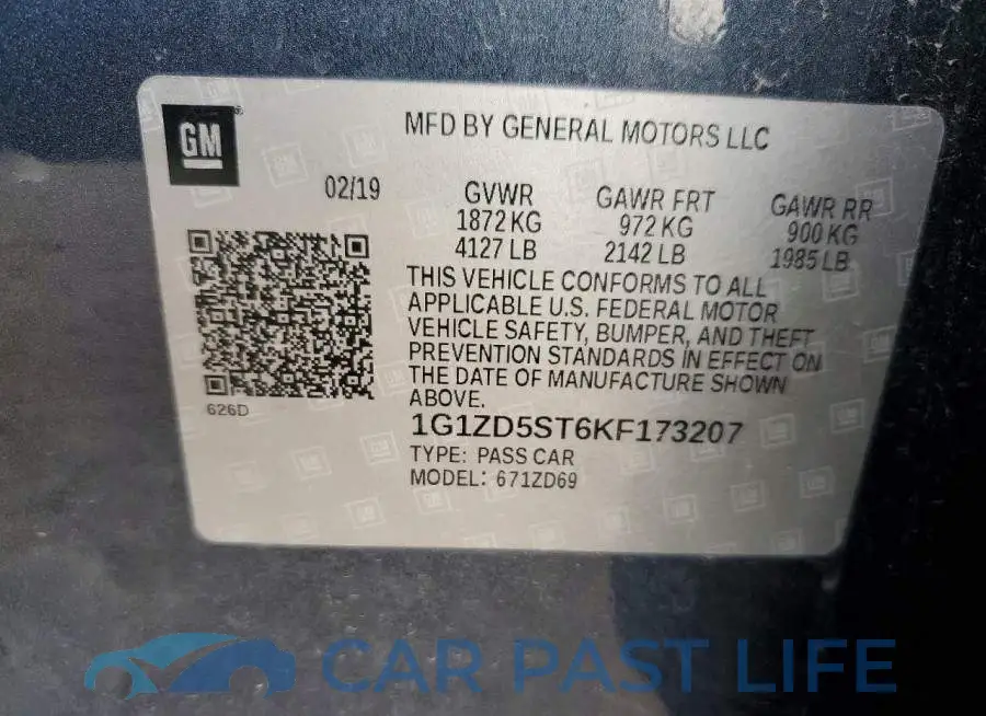 1G1ZD5ST6KF173207# 12