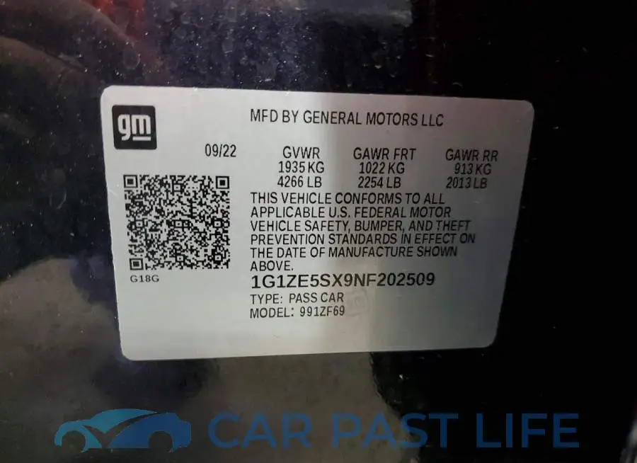 1G1ZE5SX9NF202509# 12