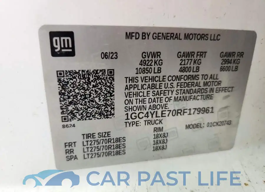 1GC4YLE70RF179961# 12
