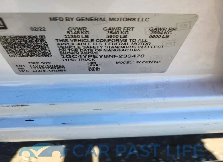 1GC4YPEY8NF233470# 12