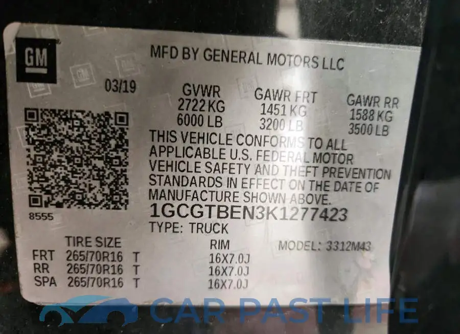 1GCGTBEN3K1277423# 13