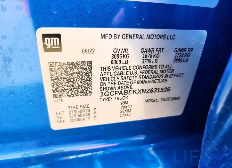 1GCPABEKXNZ631536# 12