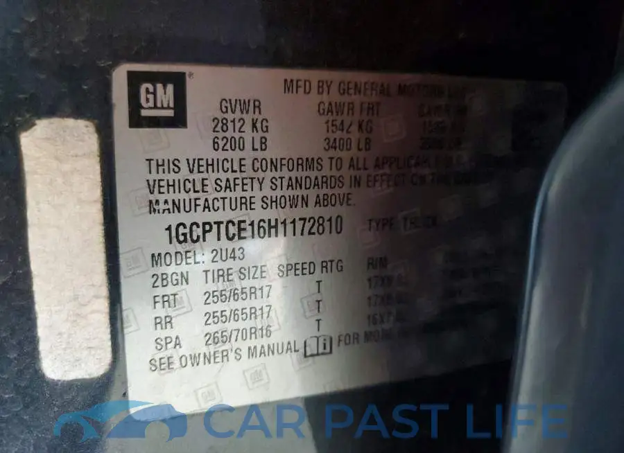 1GCPTCE16H1172810# 12
