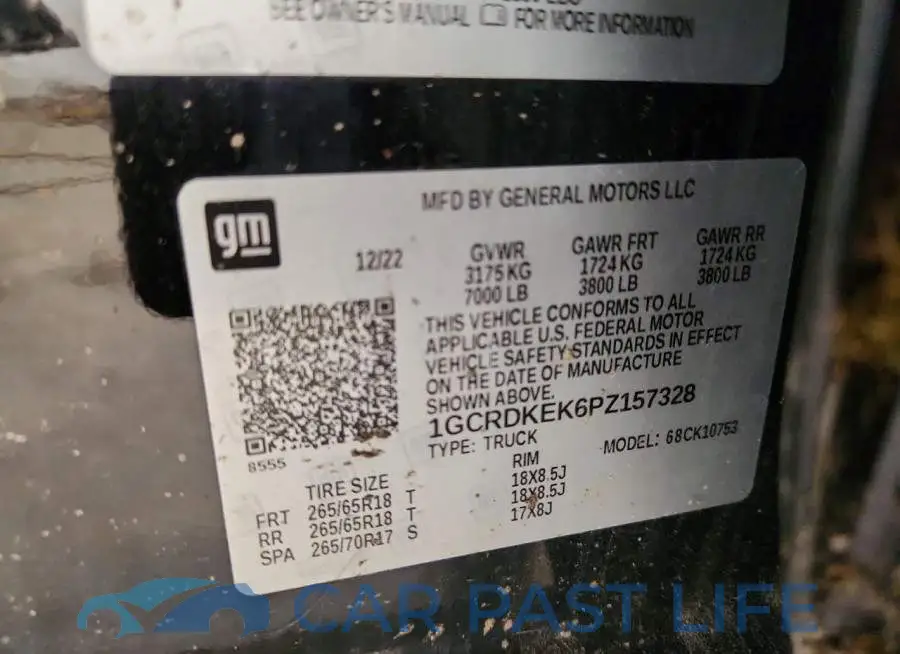 1GCRDKEK6PZ157328# 12