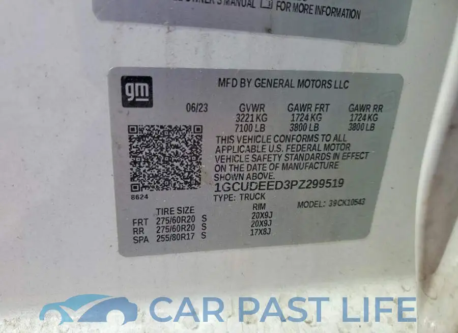 1GCUDEED3PZ299519# 13