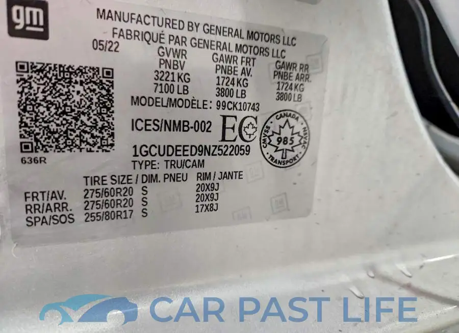 1GCUDEED9NZ522059# 12