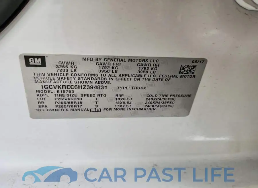 1GCVKREC6HZ394831# 12