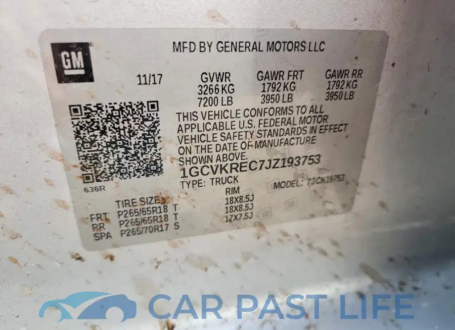 1GCVKREC7JZ193753# 12