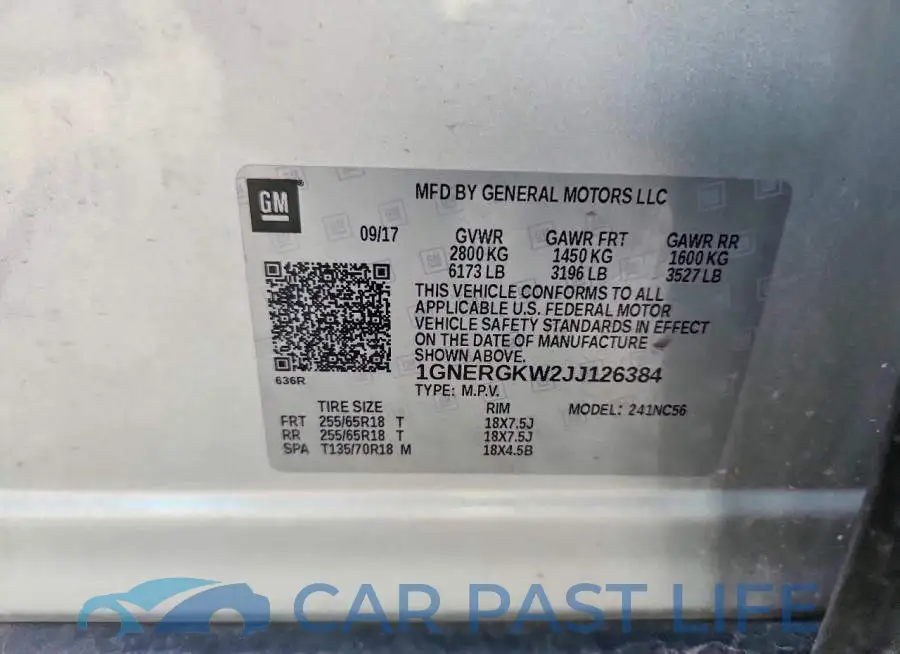 1GNERGKW2JJ126384# 13