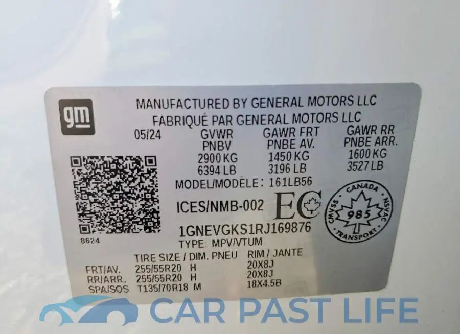 1GNEVGKS1RJ169876# 14
