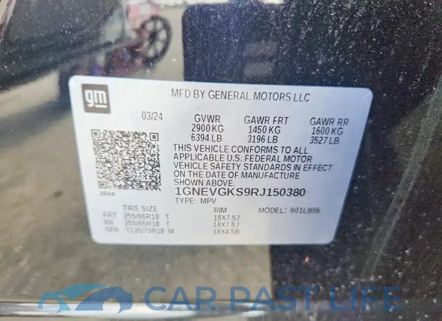 1GNEVGKS9RJ150380# 13