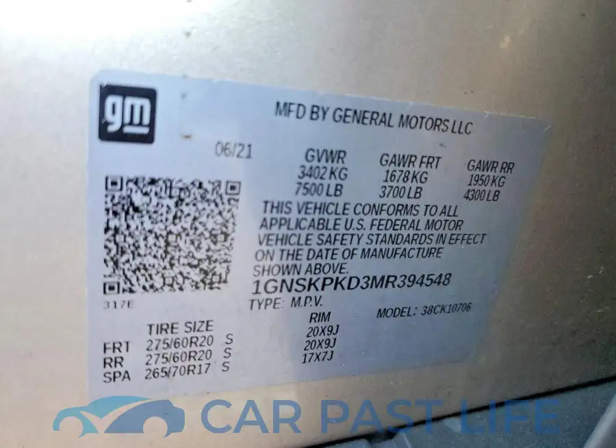 1GNSKPKD3MR394548# 13