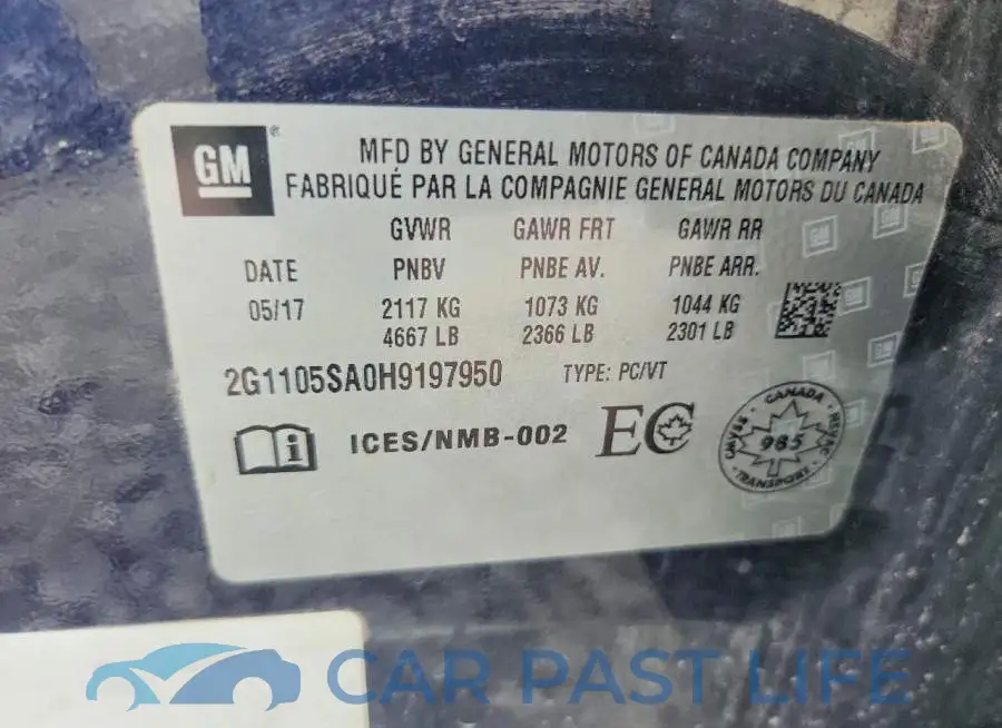2G1105SA0H9197950# 12