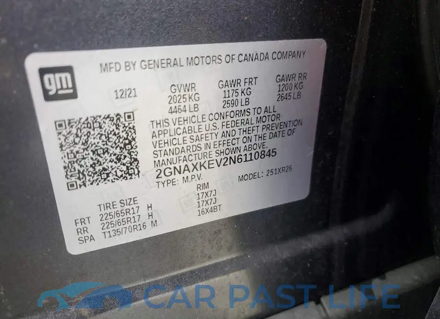 2GNAXKEV2N6110845# 13