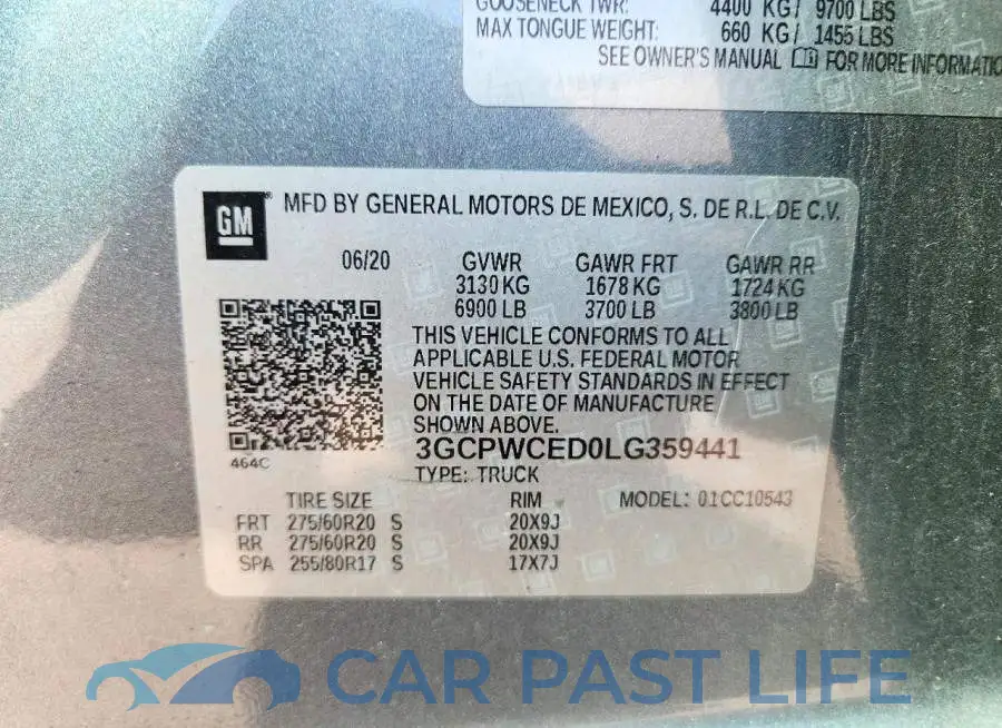 3GCPWCED0LG359441# 12