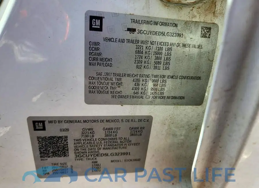3GCUYDED5LG323991# 12