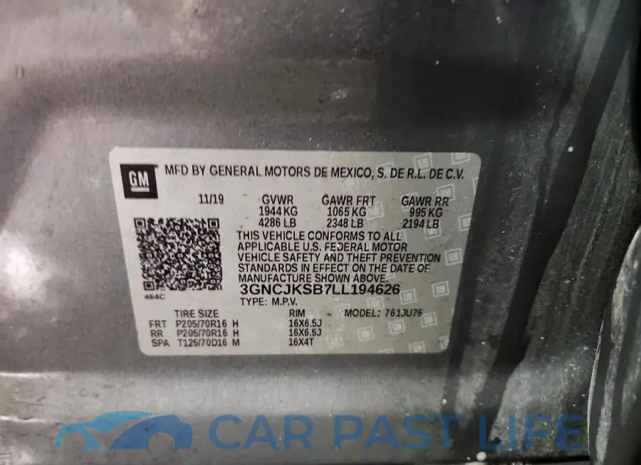 3GNCJKSB7LL194626# 13