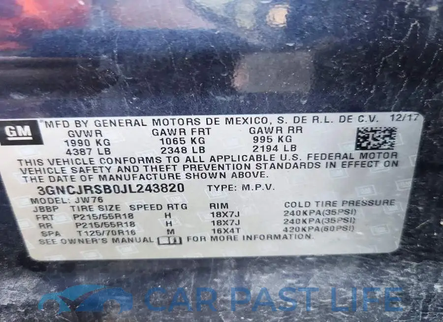 3GNCJRSB0JL243820# 13