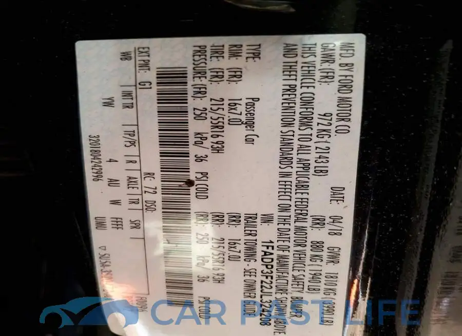 1FADP3F22JL324208# 12