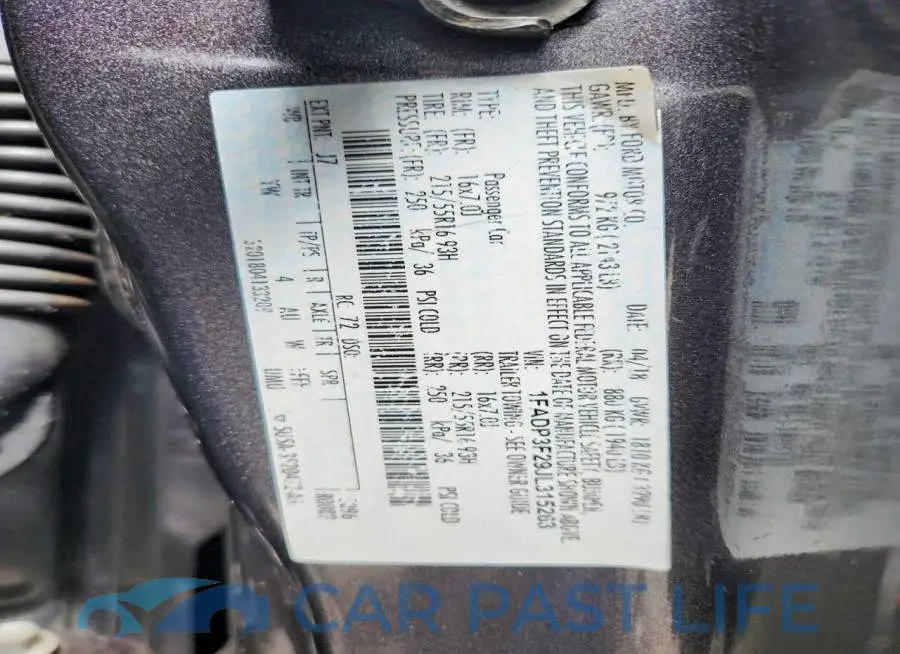 1FADP3F29JL315263# 12