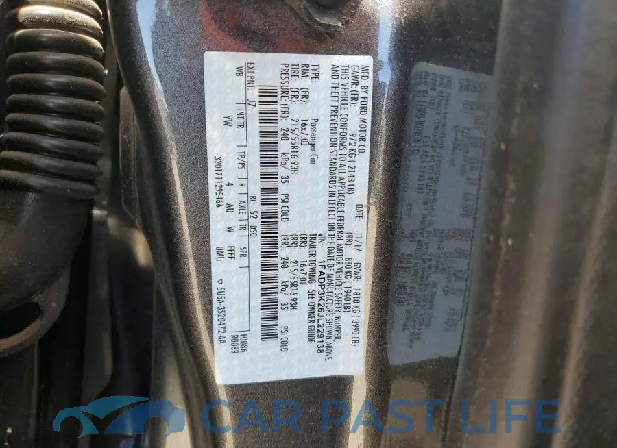 1FADP3K26JL229138# 12
