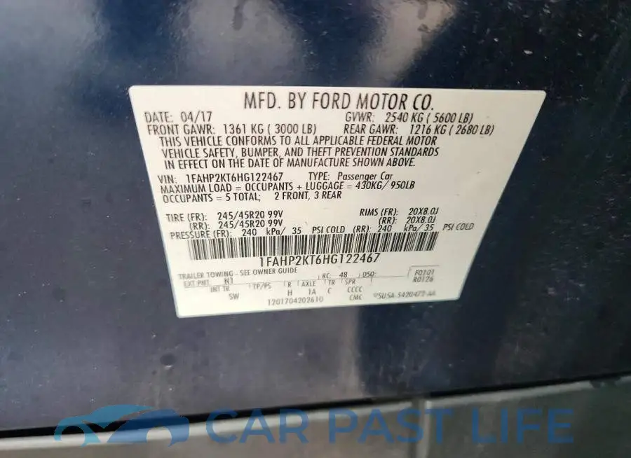 1FAHP2KT6HG122467# 12
