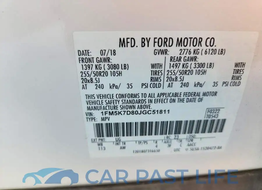 1FM5K7D80JGC51811# 13