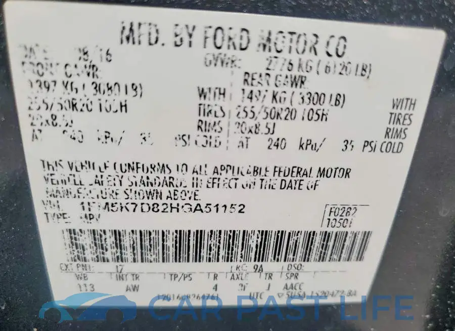 1FM5K7D82HGA51152# 13