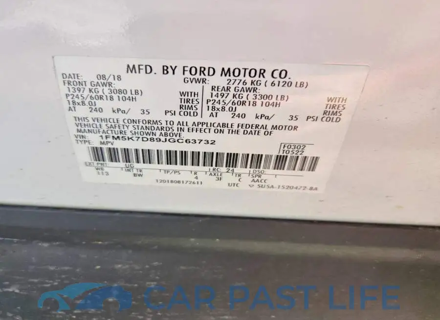 1FM5K7D89JGC63732# 14
