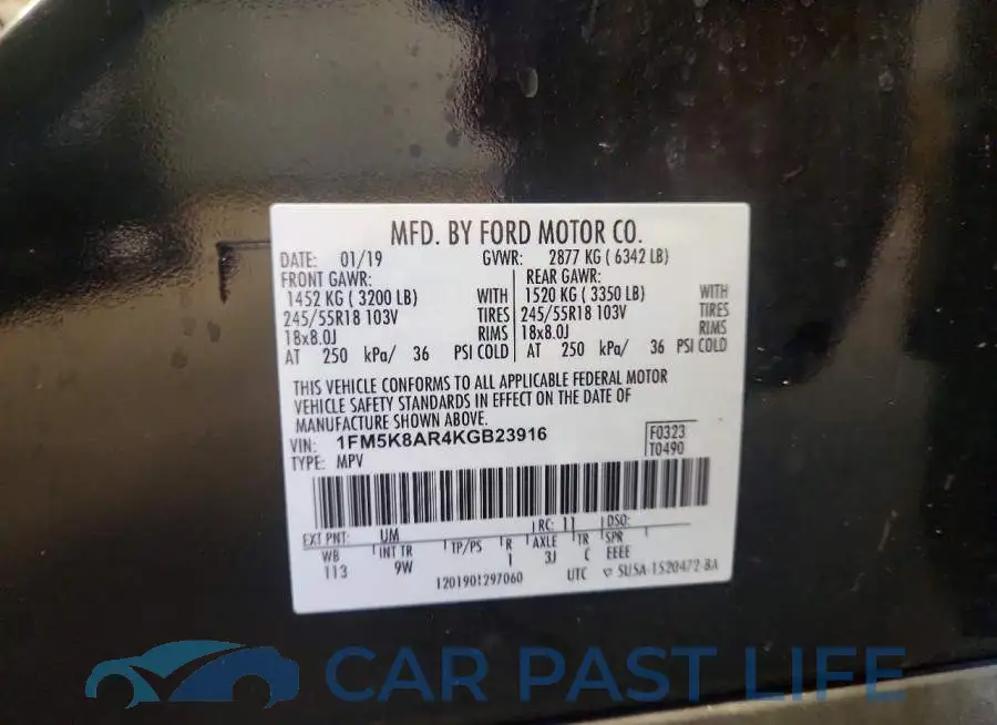 1FM5K8AR4KGB23916# 13