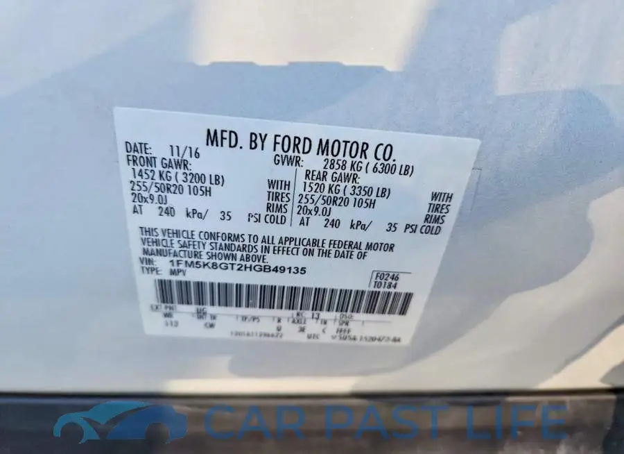 1FM5K8GT2HGB49135# 12