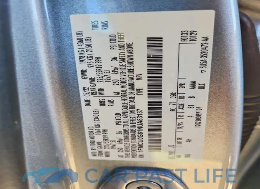 1FMCU0G61NUA83137# 12