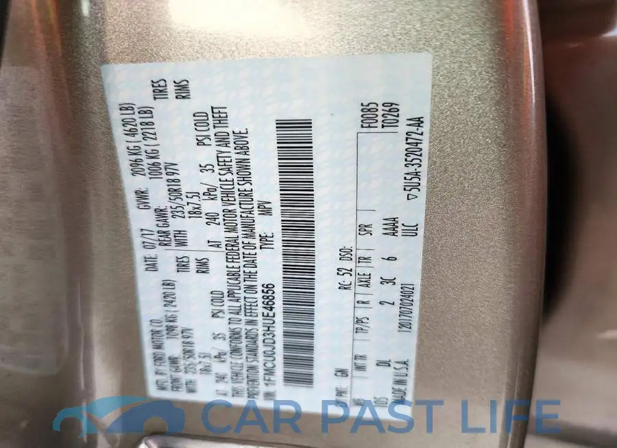 1FMCU0JD3HUE46856# 13
