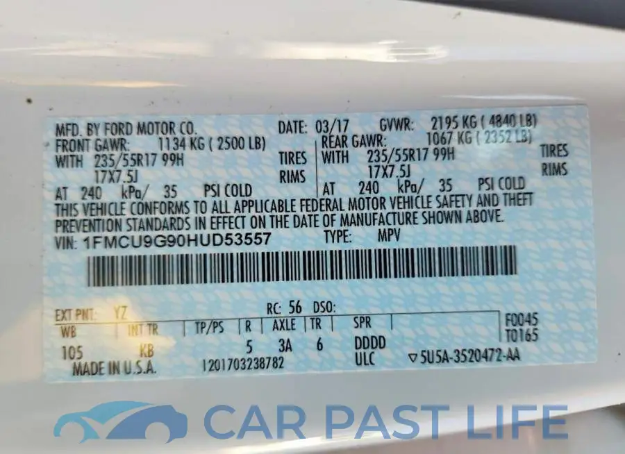 1FMCU9G90HUD53557# 13