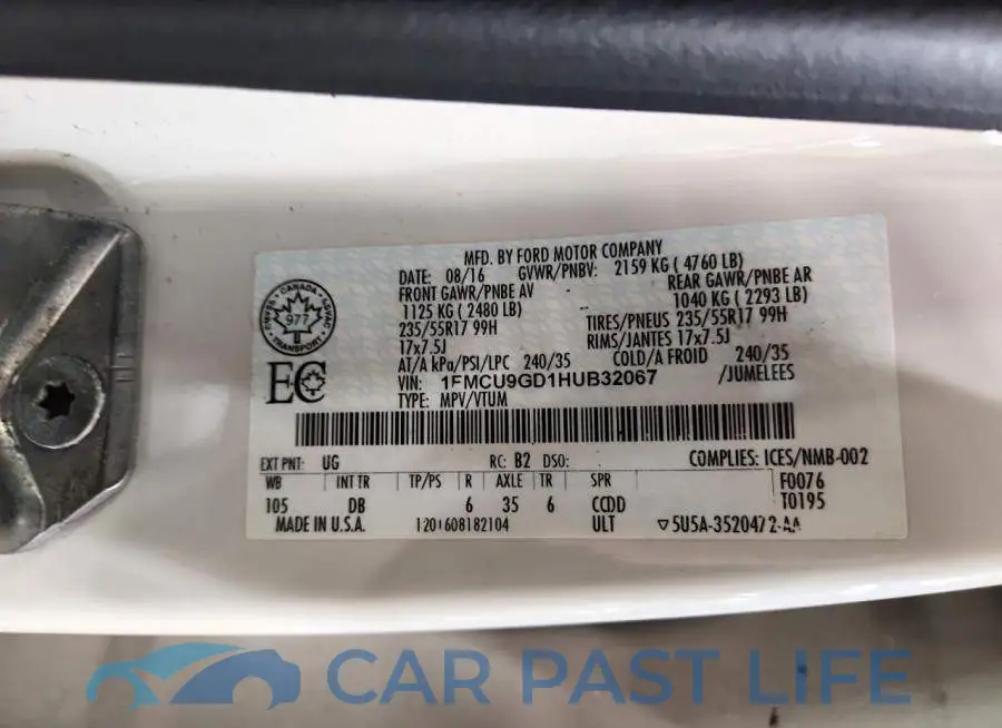 1FMCU9GD1HUB32067# 13