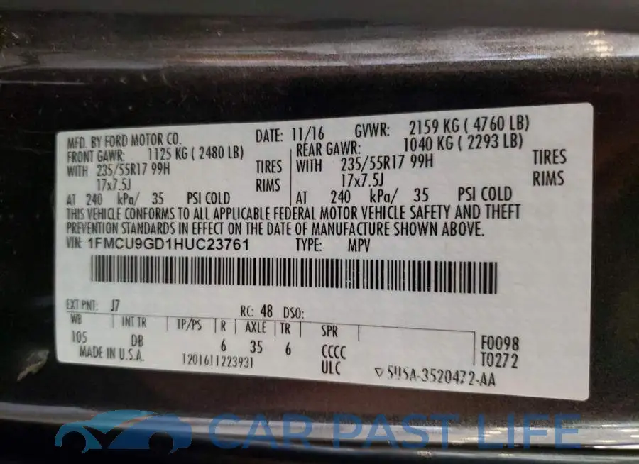 1FMCU9GD1HUC23761# 14