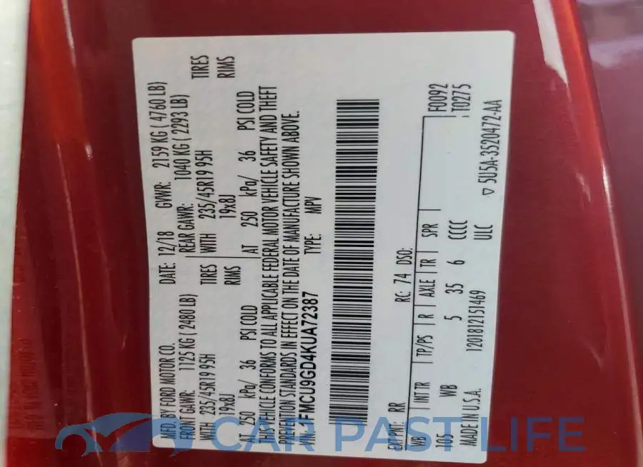 1FMCU9GD4KUA72387# 13