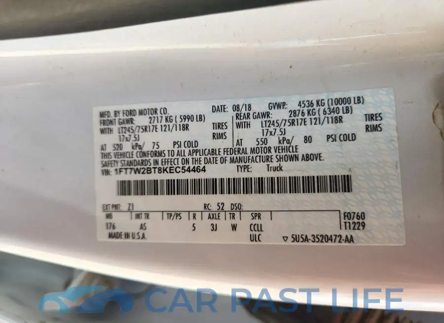 1FT7W2BT8KEC54464# 12