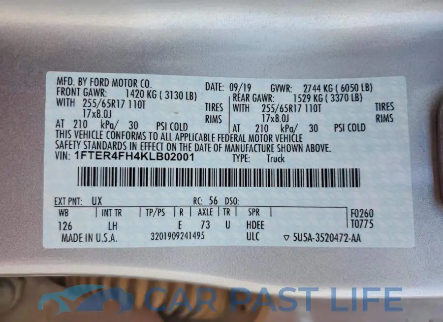 1FTER4FH4KLB02001# 12
