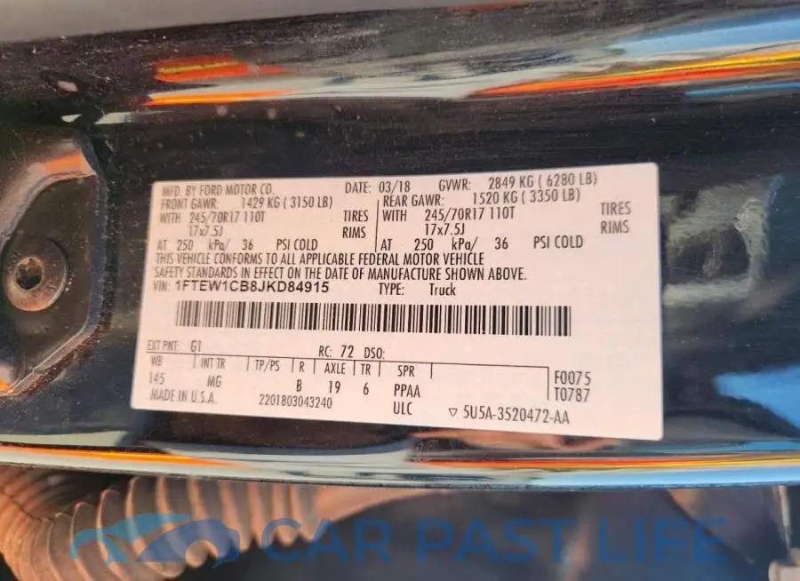 1FTEW1CB8JKD84915# 12