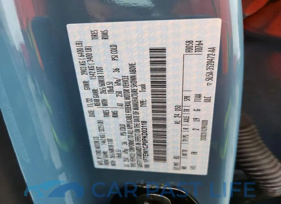 1FTEW1CP0PKD03118# 12