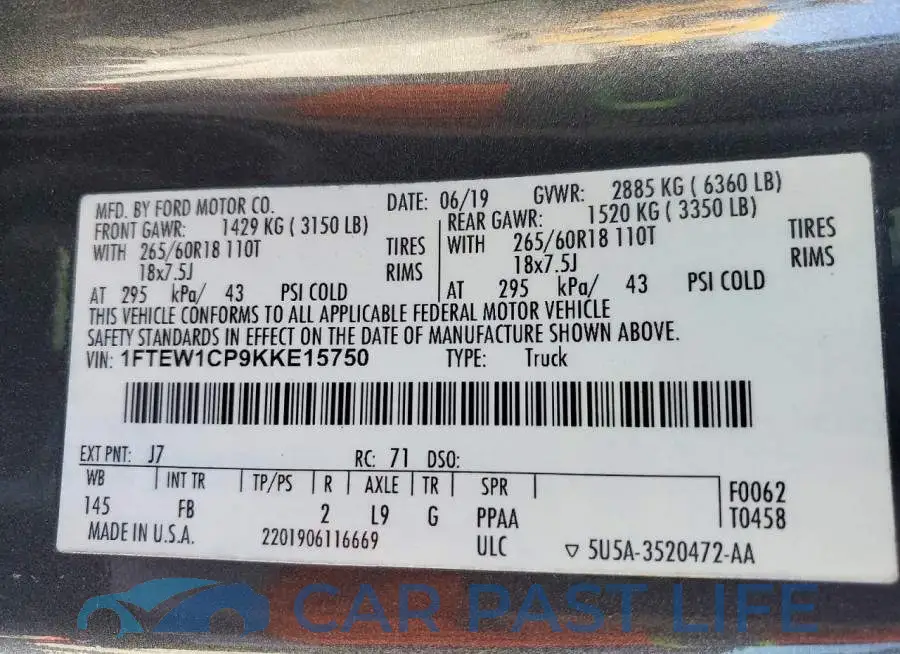 1FTEW1CP9KKE15750# 13