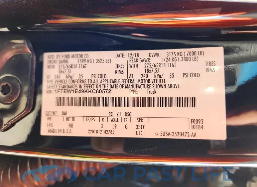 1FTEW1E49KKC60572# 13