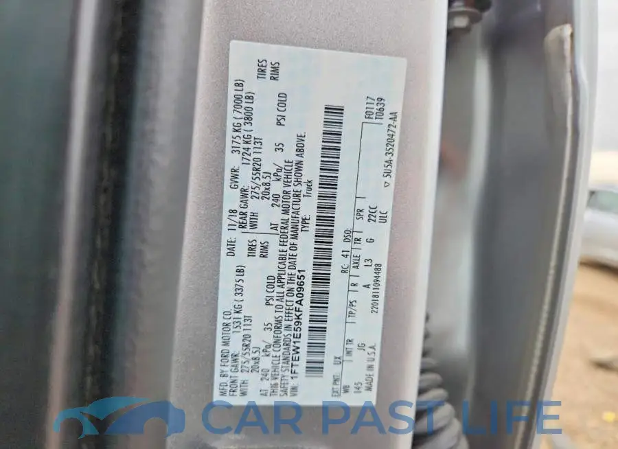 1FTEW1E59KFA09651# 12