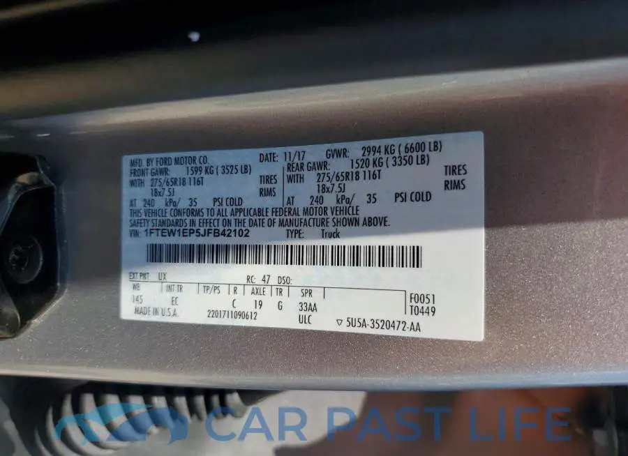 1FTEW1EP5JFB42102# 12