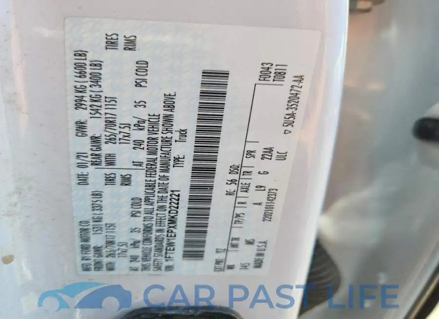 1FTEW1EPXMKD22221# 12