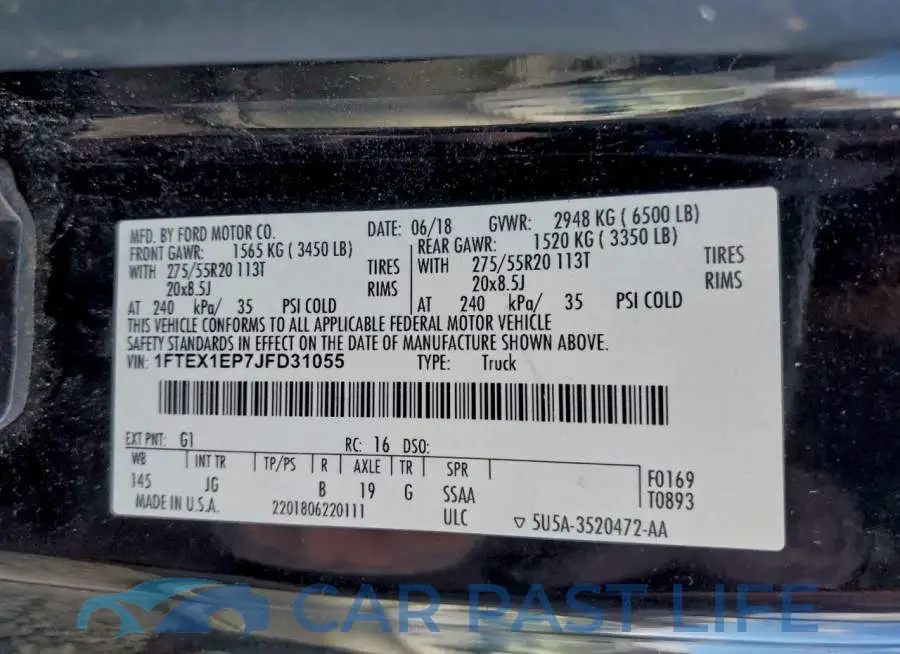 1FTEX1EP7JFD31055# 12