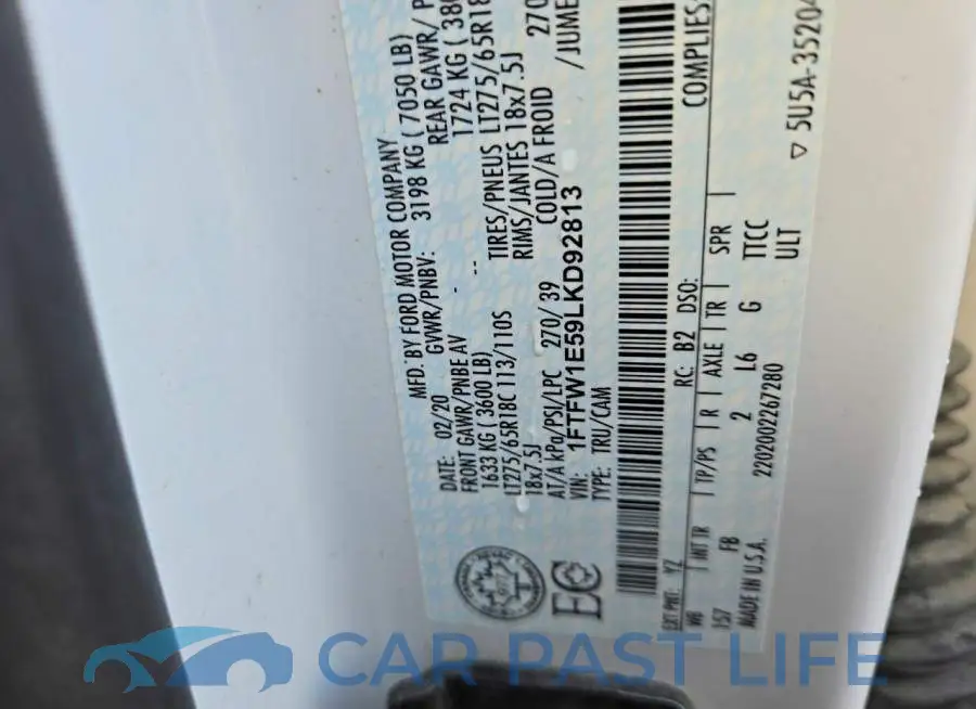 1FTFW1E59LKD92813# 12